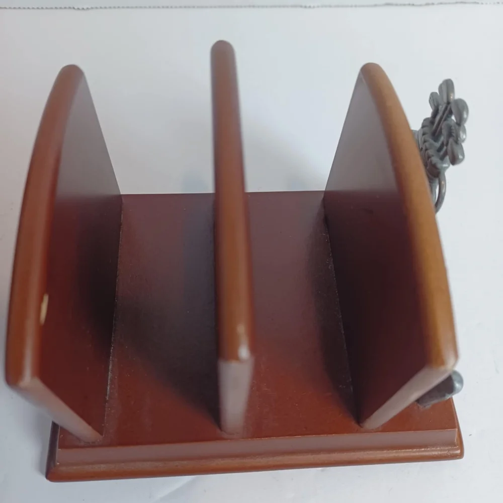 Vtg Desktop‎ Wood and Pewter Mail Organizer And Pen Holder Golf Theme Gift Set